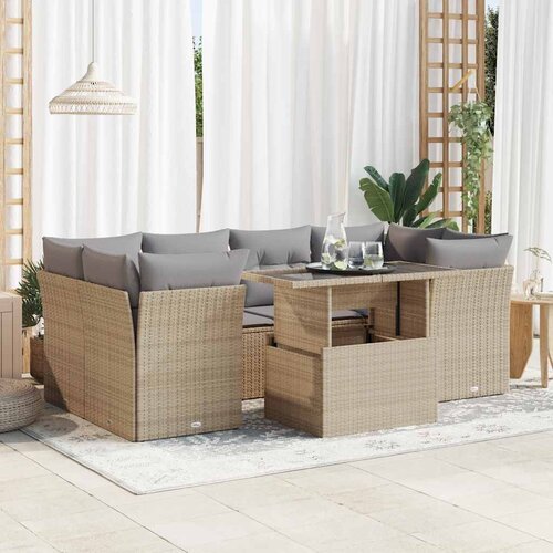vidaXL 7-dijelni set vrtnih sofa od poliratana s jastucima bež Cijene