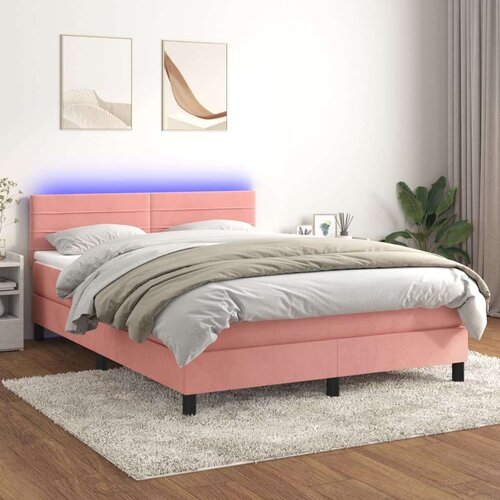  Box spring s madracem LED ružičasti 140x200cm bar&amp;scaron;unasti Slike