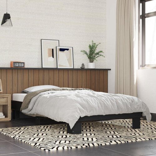 VidaXL Okvir kreveta crni 90 x 200 cm konstruirano drvo i metal Slike