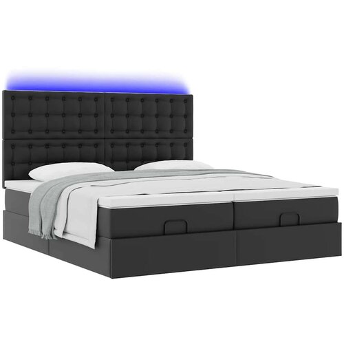 VidaXL otomanski okvir kreveta s madracima crni 200x200cm umjetna koža Slike