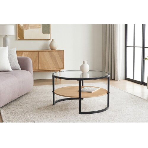 Bonami Essentials Crni/u prirodnoj boji okrugao stolić za kavu u dekoru hrasta &amp;oslash; 68 cm Zanu &amp;ndash; Slike