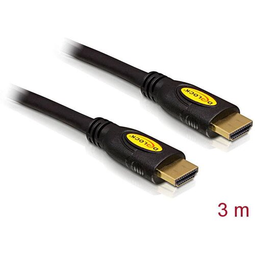 Delock hdmi priključni kabel hdmi-a vtič\, hdmi-a vtič 3.00 m črna 82454 pozlačeni konektorji hdmi kabel, (20419205) Slike