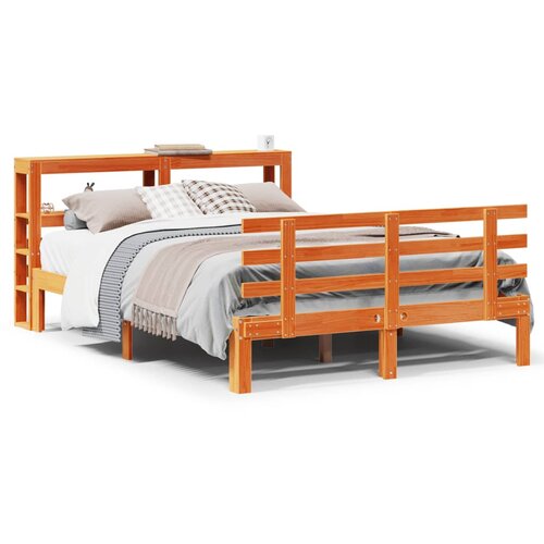 Maison Chic Posteljni okvir - Dvoposteljna postelja - Zakonska postelja z vzglavjem vo&amp;scaron;čeno rjava 120x200 cm borovina, (21693732) Slike