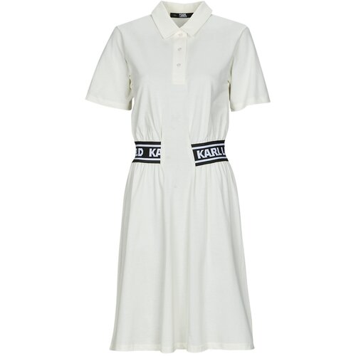 Karl Lagerfeld Kratke obleke PIQUE POLO DRESS Bela Cene