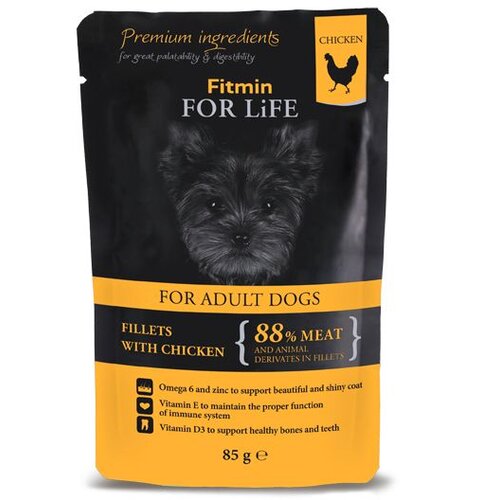 Fitmin For Life Dog Adult Kesica Piletina, hrana za pse 85g Slike