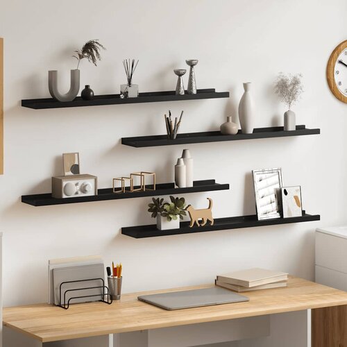  Zidne police 4 kom crne 80 x 9 x 3 cm Slike