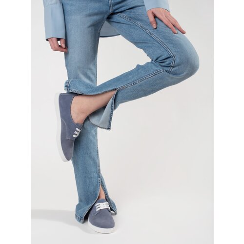 GOODIN Blue openwork sneakers made of natural leather Cijene