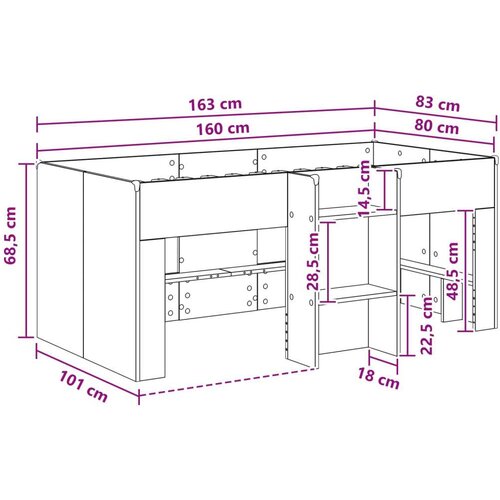 Kreveta za visoko spavanje djece 2 pcs Crni hrast - Crni hrast 80 x 160 cm Slike