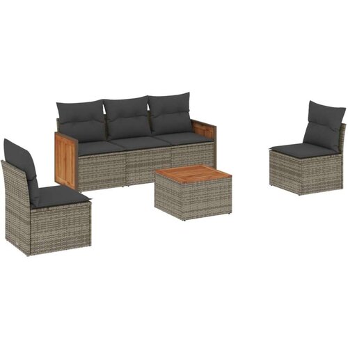 VidaXL 6-dijelni set vrtnih sofa od poliratana s jastucima sivi Slike