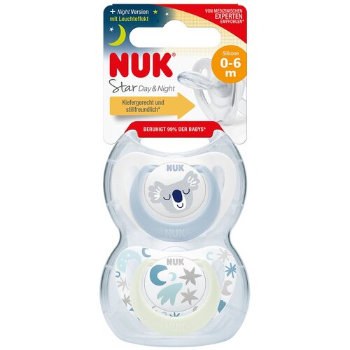 Nuk tolažilna duda - silikon Star Day &amp;amp; Night 0-6 m, 2/1 Slike