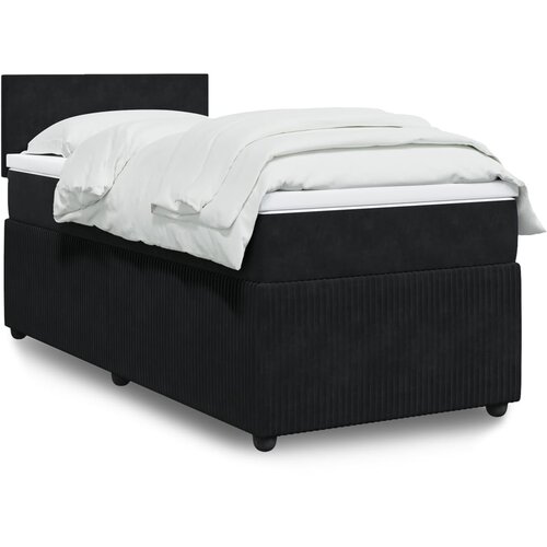 vidaXL Box spring postelja z vzmetnico črn 90x190 cm žamet Cene