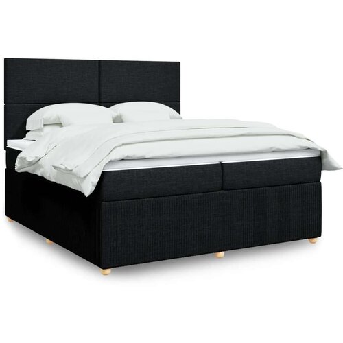  Krevet s oprugama i madracem crni 200x200 cm od tkanine Slike