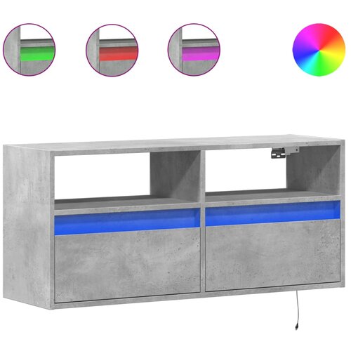 Maison Chic Stenska TV omarica - TV stojalo - Televizijska omarica z LED lučkami betonsko siva 100x31x45 cm, (21699899) Slike