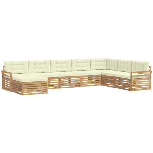  Set vanjskih sofa 8 kom. Bijela i krem Čvrsto drvo akacije 408 x 250 x 73 cm Slike