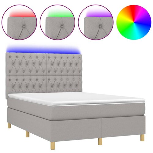 Maison Chic Box spring postelja - Vzmetna postelja z vzmetnico LED sv. siva 140x200 cm blago SL9388, (21902675) Cene