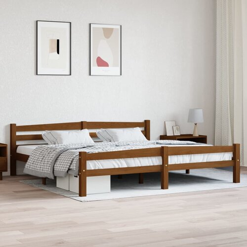 Furnova Posteljni okvir medeno rjav iz trdne borovine 200x200 cm, (21944089) Cene