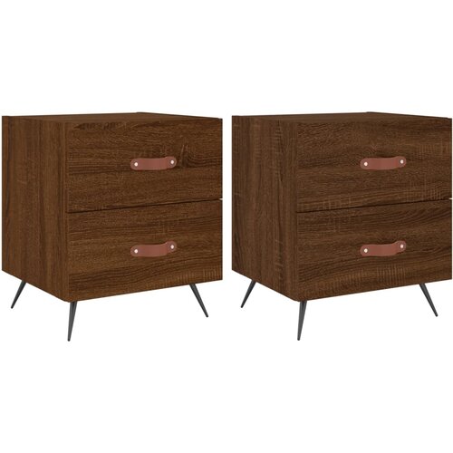 Maison Chic Dvo delni komplet Nočne omarice - Nočne mize rjavi hrast 40x35x47,5 cm inženirski les, (21688882) Slike