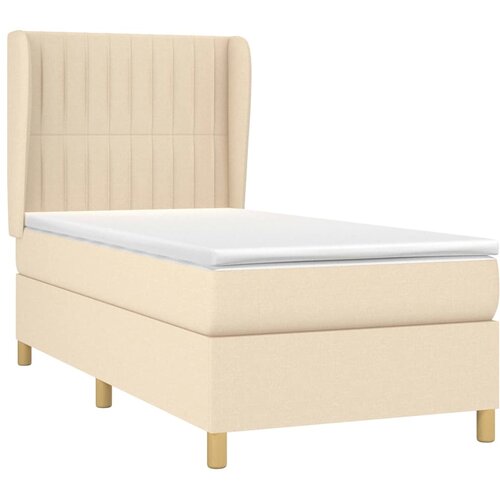  Krevet s oprugama i madracem krem 90 x 200 cm od tkanine Slike
