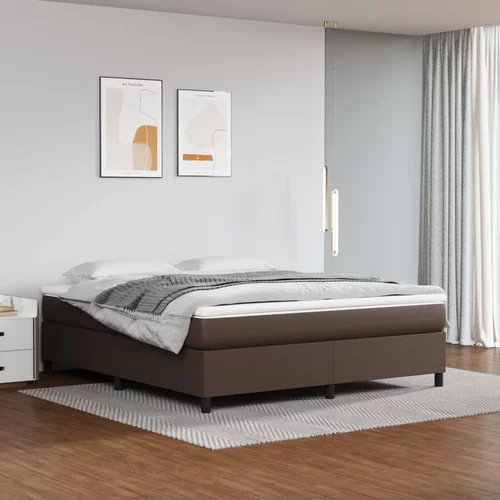 vidaXL Krevet s oprugama i madracem smeđi 160x200 cm od umjetne kože