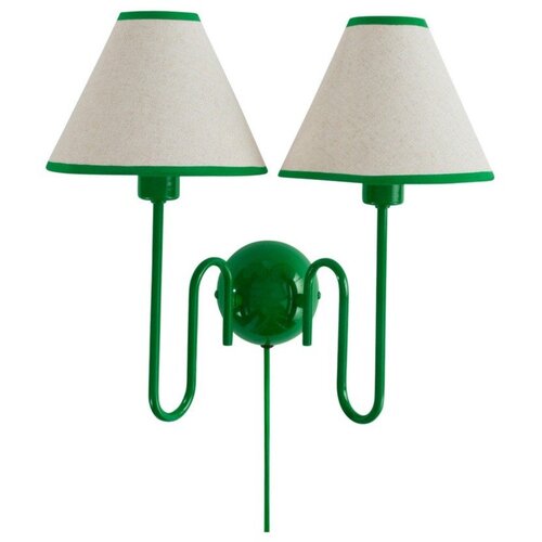 Jotex Zelena/bež lanena zidna lampa s utikačem Juliet &amp;ndash; Slike