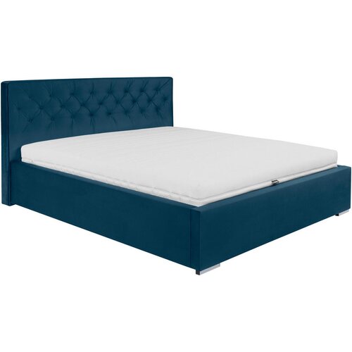MID.YOU oblazinjena postelja 180 cm x 200 cm , tekstil temno modra Slike