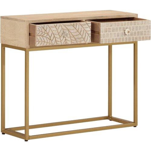 Maison Chic konzolna miza - miza ob steni 90x30x76 cm trden mangov les in železo, (21785933) Slike