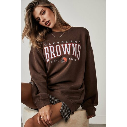 Madmext Mad Girls Women's Brown Printed Sweatshirt Slike