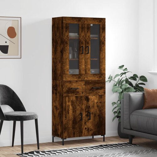  Visoka komoda dimljeni hrast 69,5x34x180 cm konstruiranog drva Cijene
