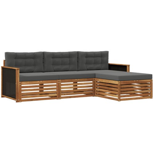 vidaXL Zunanja garnitura za sedenje 4 pcs Naravna in antracitna, (5000269744) Cene