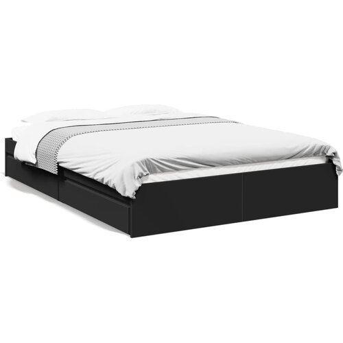 VidaXL Okvir kreveta s ladicama crni 160x200 cm konstruirano drvo Slike