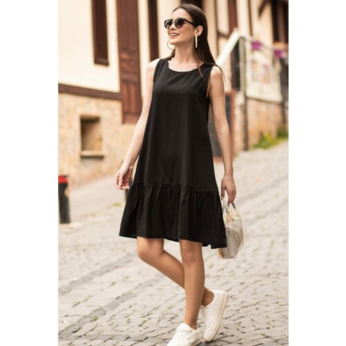 armonika Women's Black Sleeveless Skirt with Ruffles Slike