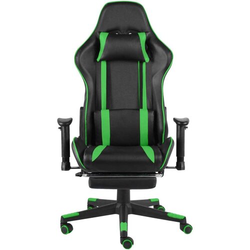 vidaXL Vrtljiv gaming stol z naslonjalom za noge zelen PVC Cene