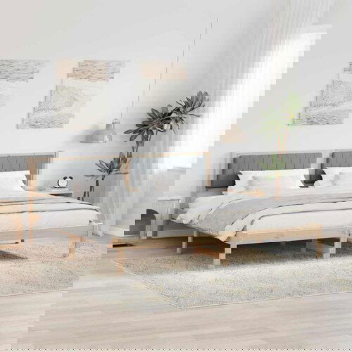 vidaXL Konstrukcija postelje z vzglavjem Svetlo siva 200 x 200 cm Cene