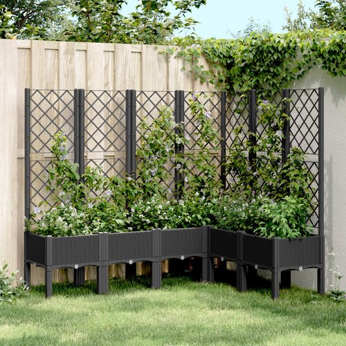 vidaXL Vrtna sadilica s rešetkom crna 160 x 120 x 142 cm PP Cene