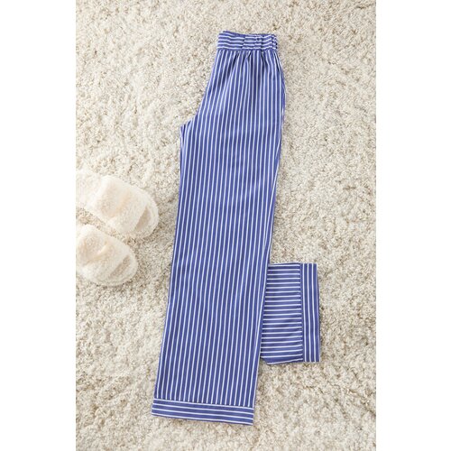 Trendyol Blue Striped Wide Leg Woven Trousers Slike