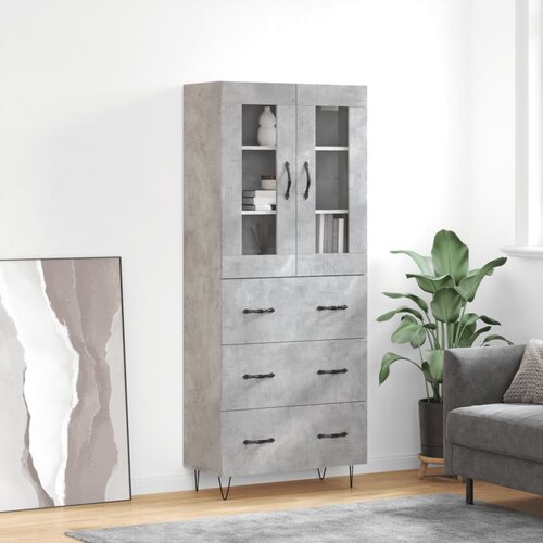 vidaXL Visoka komoda siva betona 69 5x34x180 cm od konstruiranog drva Cijene