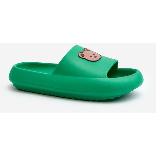 Kesi Lightweight women's foam slippers with teddy bear, green Lia Cene