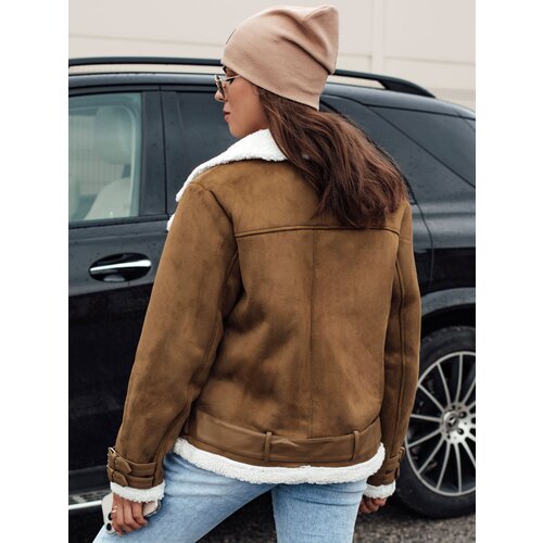 DStreet Women&amp;#039;s jacket LEVERINO suede with fur in camel color Slike