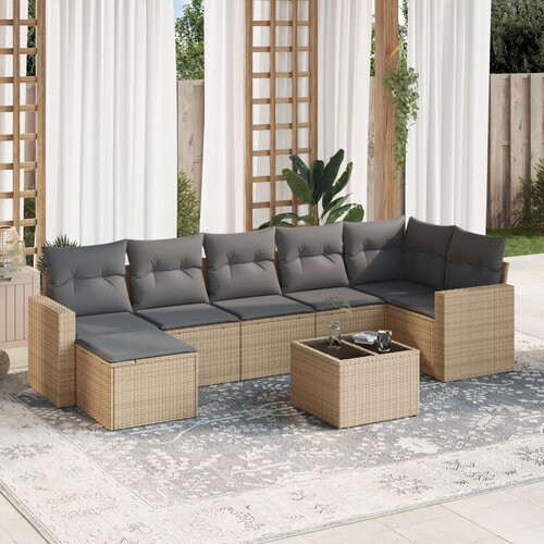 vidaXL 8-dijelni set vrtnih sofa od poliratana s jastucima bež Cijene