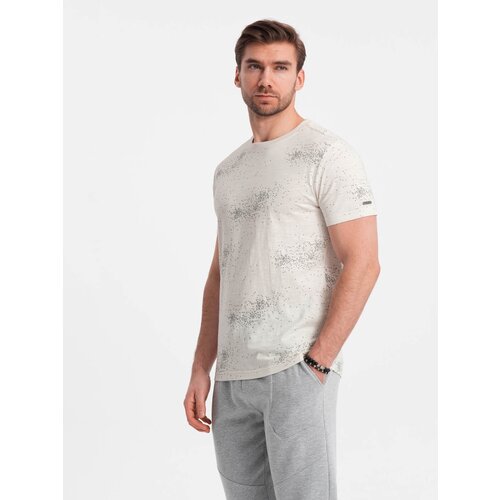 Ombre Men&amp;#039;s full-print t-shirt with scattered letters - light beige Slike