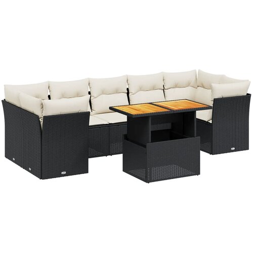  8-dijelni set vrtnih sofa od poliratana s jastucima crni Crna 100 x 55 x 73 cm Slike
