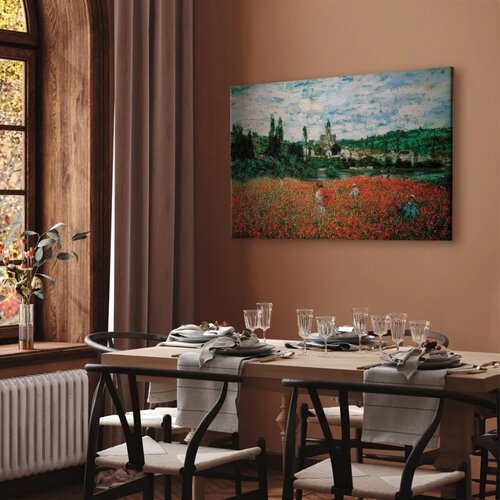  Slika - Claude Monet &amp;ndash; Poppy Field near V&amp;eacute;theuil 90x60 Premium Print Slike