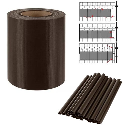 TIMMLUX Trak za panelno ograjo za zaščito zasebnosti 450g/m2 19cm x 35m + 20 sponk rjav, (21325573) Cene