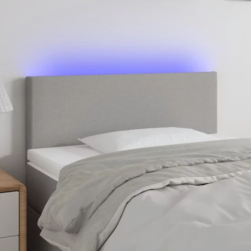 vidaXL LED posteljno vzglavje svetlo sivo 100x5x78/88 cm blago