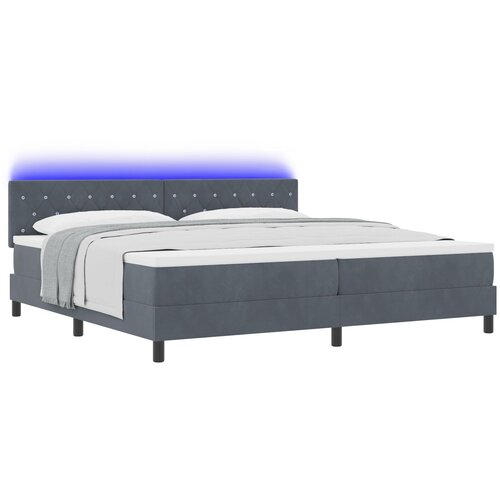 VidaXL Box Spring Postelja z Vzmetnico &amp;amp; LED Temno Siva 200x200 cm Žamet Slike