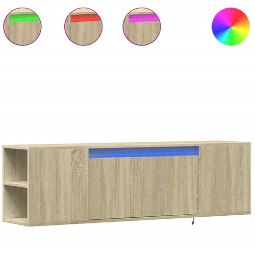 Maison Chic Stenska TV omarica - TV stojalo - Televizijska omarica z LED lučkami sonoma hrast 135x31x39,5 cm, (21700678) Slike