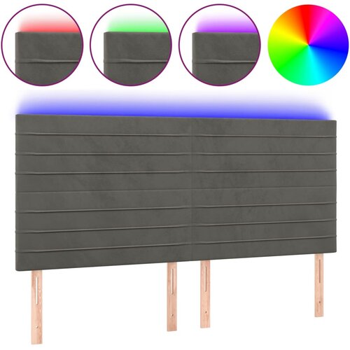 VidaXL LED posteljno vzglavje temno sivo 160x5x118/128 cm žamet, (20932733) Slike