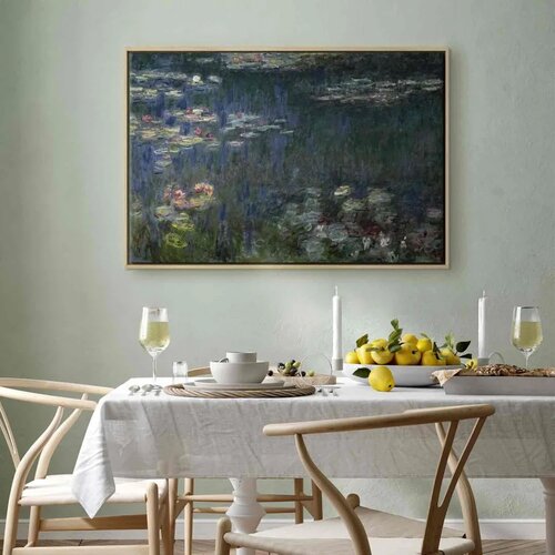  Slika - Claude Monet &amp;ndash; Waterlilies: Green Reflections 90x60 U prirodnom drvenom okviru Slike