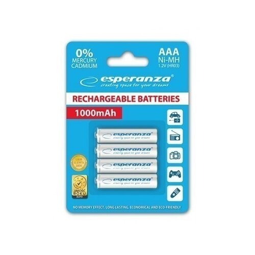 Esperanza Punjive baterije RECHARGEABLE Ni-MH AAA 1000MAH 4kom. white, EZA102W Slike