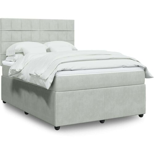  Krevet s oprugama i madracem svjetlosivi 140x190 cm bar&amp;scaron;unasti Slike